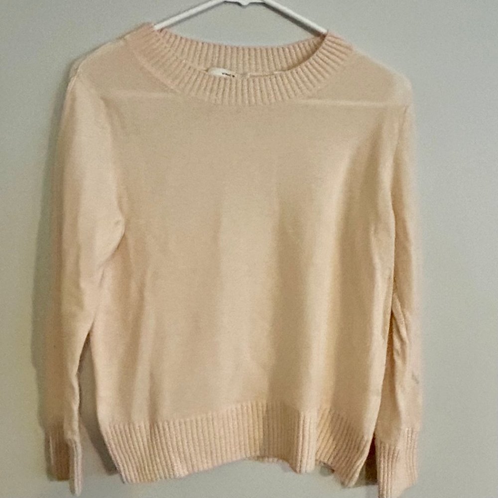Light Pink Vince Crewneck Cashmere Sweater, Size L